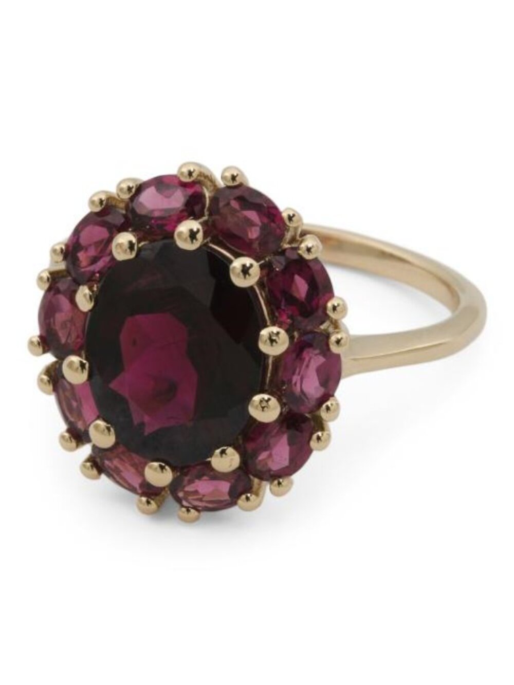 SHIVAM Made In India 18kt Gold Vermeil Sterling Silver Garnet Cluster Ring